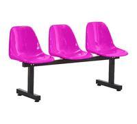 Chaises de Salle D'attente 3 Places, Rangées de Sièges Connectées, Banc D'extérieur en Plastique Facile à Monter, Chaises de Réception pour Aéroports, Banques, Stades, Terrains de Basket(Pink)