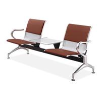 Chaises de Salle d'attente, chaises de Salle d'attente en Cuir PU Marron avec accoudoirs et Table - Banc Visiteur 2 Places pour aéroports, hôpitaux, banques - Sièges d'accueil élégants et co