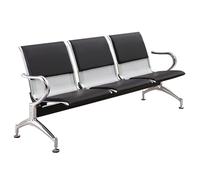 Chaises de salle d'attente en cuir avec accoudoirs pour les aéroports, les sièges de réception pour 2 à 3 invités, banc d'invités, meuble élégant pour le hall d'entrée pour banque et bureau