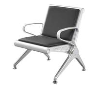 Chaises de salle d'attente en cuir noir - Bancs de réception confortables pour l'aéroport - Sièges avec accoudoirs pour hall d'entrée, banque, hôpital, salon et école.