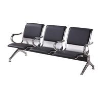 Chaises de Salle D'attente, Réception, Banc D'accueil 3 Places pour Aéroport, Chaise de Bureau en Cuir Synthétique avec Accoudoirs, pour Marché, Banque, Hôpital, École, Salon de Coiffure(Black)