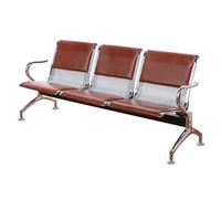 Chaises de Salle D'attente, Réception, Banc D'accueil 3 Places pour Aéroport, Chaise de Bureau en Cuir Synthétique avec Accoudoirs, pour Marché, Banque, Hôpital, École, Salon de Coiffure(Brown)