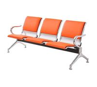 Chaises de Salle D'attente, Réception, Banc D'accueil 3 Places pour Aéroport, Chaise de Bureau en Cuir Synthétique avec Accoudoirs, pour Marché, Banque, Hôpital, École, Salon de Coiffure(Orange)