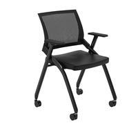 Chaises de salle de conférence avec dossier rebondissant, chaises de bureau pliantes avec roulettes et accoudoirs, siège rembourré pour salle de formation, invité, réception, événement, capa