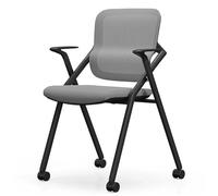 Chaises de salle de conférence empilables et pliables avec support lombaire et accoudoirs - Dossier ergonomique en maille rebondissante pour salle de réunion, de conférence, de réception et