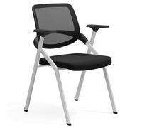Chaises de Salle de conférence Pliables à roulettes - Chaises de Bureau Pliantes rembourrées pour salles de Formation, empilables pour réception et sièges visiteurs (sans roulettes, Blanches