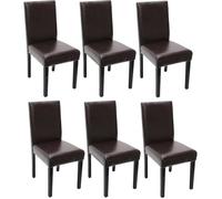Chaises de séjour - Littau - Lot de 6 - Cuir marron - Pieds foncés - Design moderne