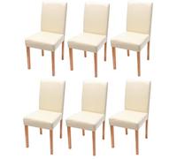 Chaises de séjour - Littau - Lot de 6 - Cuir reconstitué crème - Design moderne - Pieds clairs