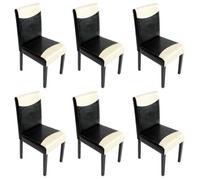 Chaises de séjour Littau - Lot de 6 - PU - Noir/crème - Pieds foncés