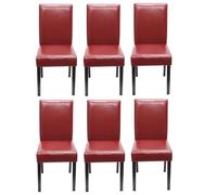 Lot De 6 Chaises De Séjour Littau Simili-Cuir, Rouge, Pieds Foncés Multicolore