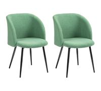 Chaises De Visiteur Design - Lot De 2 Chaises - Piètement Incliné Effilé Acier Noir - Revêtement Effet Laine Bouclée Vert Noir