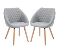 Chaises De Visiteur Design Scandinave - Lot De 2 Chaises - Pieds Effilés Bois Hêtre - Assise Dossier Accoudoirs Ergonomiques Lin Gris Gris