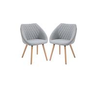 Chaises De Visiteur Design Scandinave - Lot De 2 Chaises - Pieds Effilés Bois Hêtre - Assise Dossier Accoudoirs Ergonomiques Lin Gris Gris