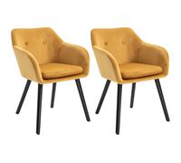 HOMCOM Lot de 2 chaises de salle à manger chaise scandinave avec accoudoirs dossier large revêtement en velours pieds en hêtre chameau | Aosom France