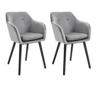 HOMCOM Chaises Salle à manger - Lot de 2 chaise scandinave - Pieds effilés Bois Noir - Velours Gris