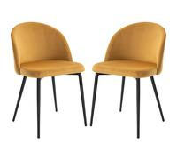 Chaises De Visiteur Design Scandinave - Lot De 2 Chaises - Pieds Effilés Métal Noir - Assise Dossier Ergo Jaune