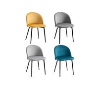 HomCom Chaises de visiteur Design scandinave Lot de 4 Velours pieds effilés métal Multicolore