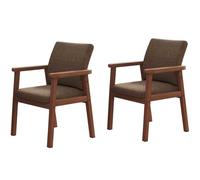 Chaises décoratives de style moderne du milieu du siècle, ensemble de deux, fauteuils, chaises rembourrées, chaises de salle à manger en bois massif, tissu en lin, adaptées aux cuisines 4