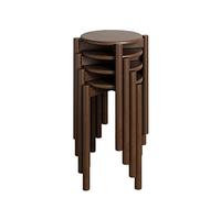 Chaises d'empilement , Empilement des tabourets en bois Ensemble de 4, tabouret de bar rond en bois massif avec tapis sans glissement - dossiers à manger empilables portables sans glissement sans