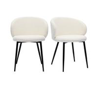 Chaises design en tissu effet laine bouclée écru et métal noir (lot de 2) ROSALIE
