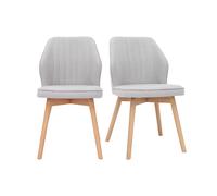 Chaises design en tissu effet velours gris et bois clair (lot de 2) FANETTE