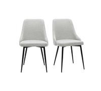 Chaises design en tissu effet velours texturé gris clair et métal noir (lot de 2) CULT