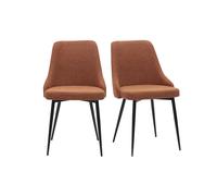 Chaises design en tissu effet velours texturé terre brûlée et métal noir (lot de 2) CULT