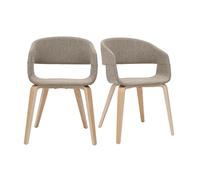 Chaises design en tissu taupe et bois clair (lot de 2) SLAM