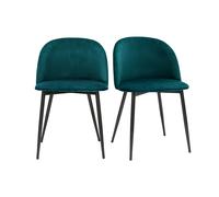 Chaises design en tissu velours bleu pétrole et métal noir (lot de 2) CELESTE