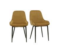 Chaises design en tissu velours bronze et métal noir (lot de 2) HOLO