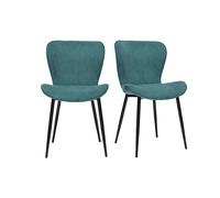 Chaises design en tissu velours côtelé bleu canard et métal noir (lot de 2) ADDICT