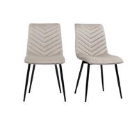 Chaises design en tissu velours taupe et métal noir (lot de 2) PUMPKIN