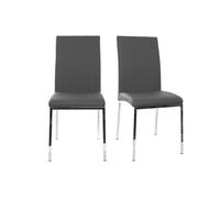 Chaises design gris et métal acier chromé (lot de 2) SIMEA