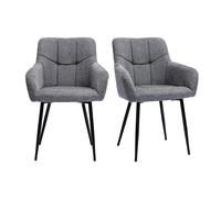 Chaises design matelassées en tissu velours texturé gris et métal noir (lot de 2) MONTERO