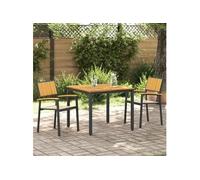 vidaXL Chaises d'extérieur 2 pcs en Bois Massif d'acacia et métal empilables Noires