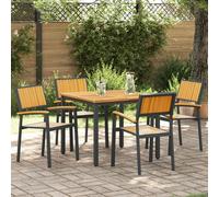 Chaises D'extérieur Vidaxl 4 Pcs Empilables En Bois D'acacia Noir Et Métal