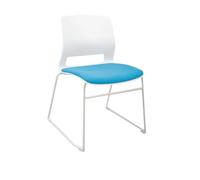 Chaises D'invité Empilables Modernes, Chaises de Réception de Bureau avec Assise et Dossier Rembourrés, pour Salle D'attente, Cuisine, Salle de Pause, Formation, Banquet(Light Blue)