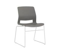 Chaises d'invités modernes empilables avec assise et dossier rembourrés, capacité de charge de 150 kg, idéales pour salles d'attente, cuisines, salles de pause, formation et événements (gris)