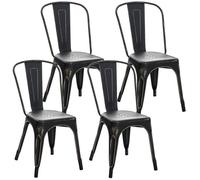 Chaises empilables Benedikt - CLP - Lot de 4 - Métal - Noir-Or - Contemporain