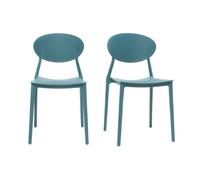 Chaises design empilables bleu canard intérieur - extérieur (lot de 2) ANNA