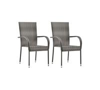 Chaises empilables d extérieur lot de 2 Gris Résine tressée