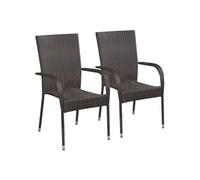 Chaises empilables d extérieur lot de 2 Résine tressée Marron