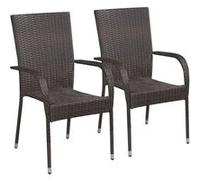 Chaises empilables d extérieur lot de 2 Résine tressée Marron Marron G