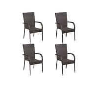 Chaises empilables d extérieur lot de 4 Résine tressée Marron