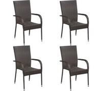 vidaXL Chaises empilables d'extérieur 4 pcs Résine tressée Marron