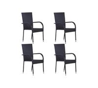 Chaises empilables d extérieur lot de 4 Résine tressée Noir