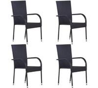 Chaises empilables d extérieur lot de 4 Résine tressée Noir Noir G