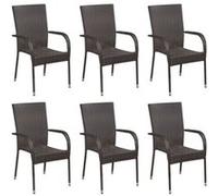 vidaXL Chaises empilables d'extérieur 6 pcs Résine tressée Marron