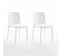 Chaises empilables - Dafne - Polypropylène renforcé - Usage intérieur et extérieur - Lot de 2 - Blanc
