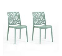 Chaises empilables - Dafne - Polypropylène renforcé - Usage intérieur et extérieur - Lot de 2 - Vert sauge